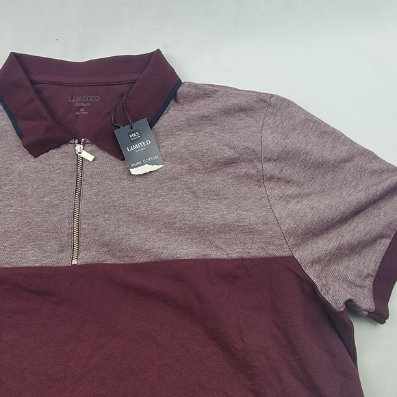 NWT M&S Limited Edition 1/4 zip color blocked polo tshirt - Picture 2 of 5
